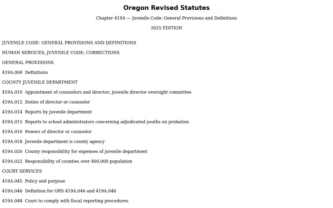 Oregon court records juvenile access and expunction statute