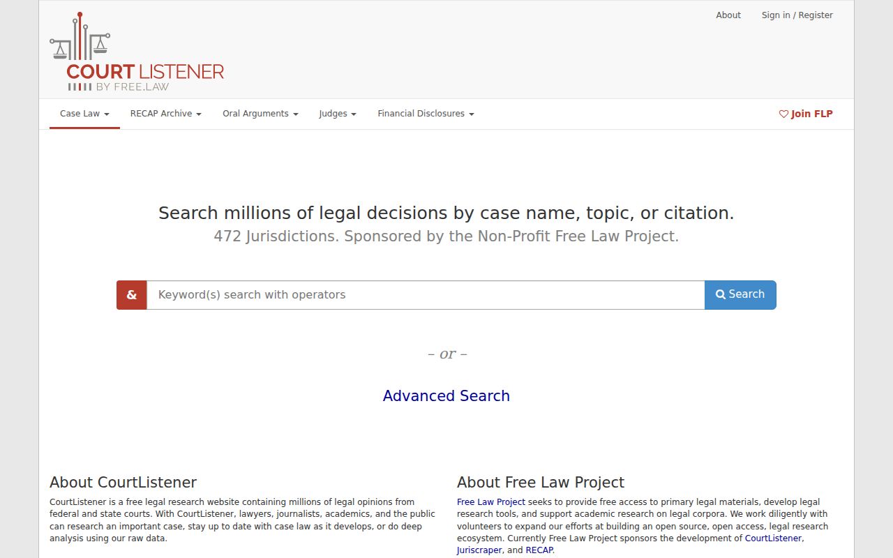 Oregon court records research through CourtListener