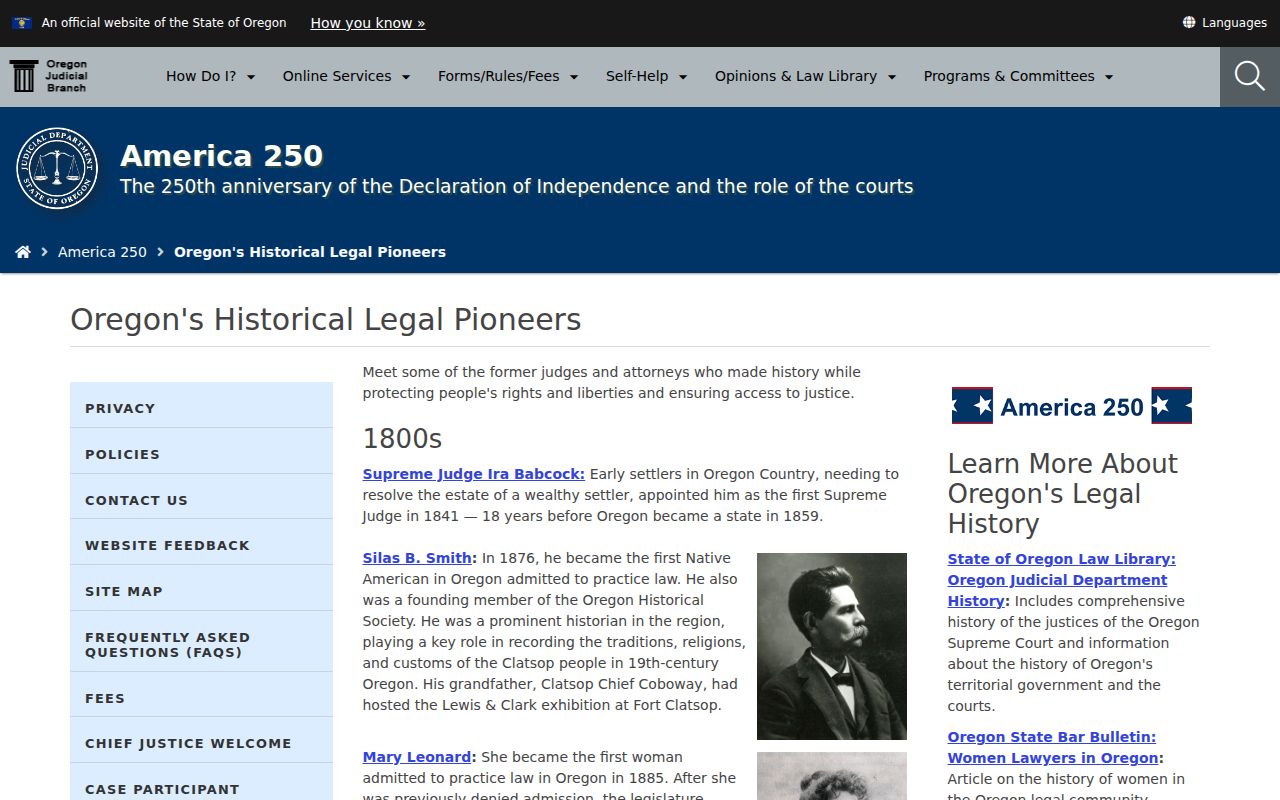Oregon court system history and legal pioneers