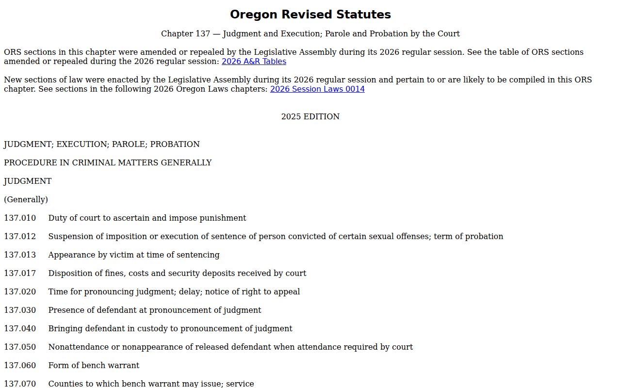 Oregon criminal court records ORS 137.225 set-aside law