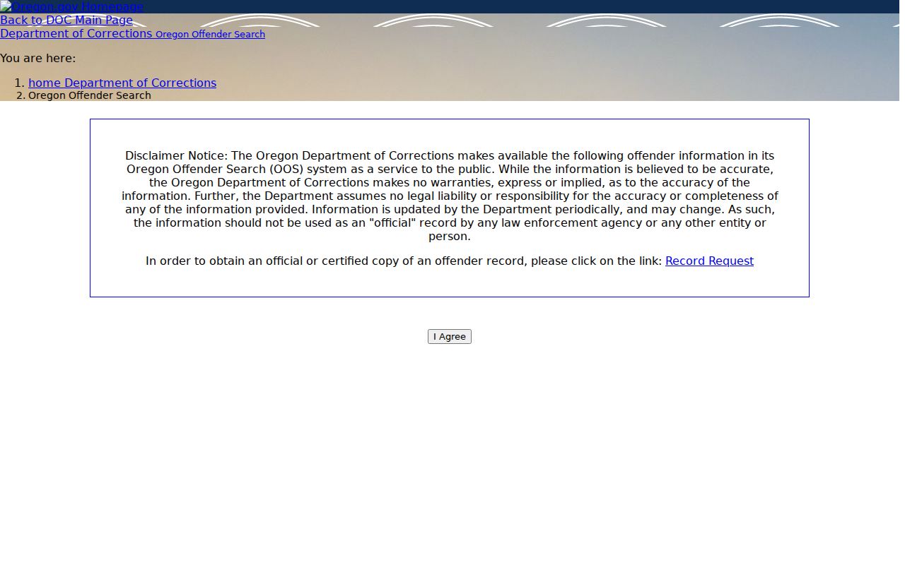 Oregon inmate records search in the DOC Oregon Offender Search