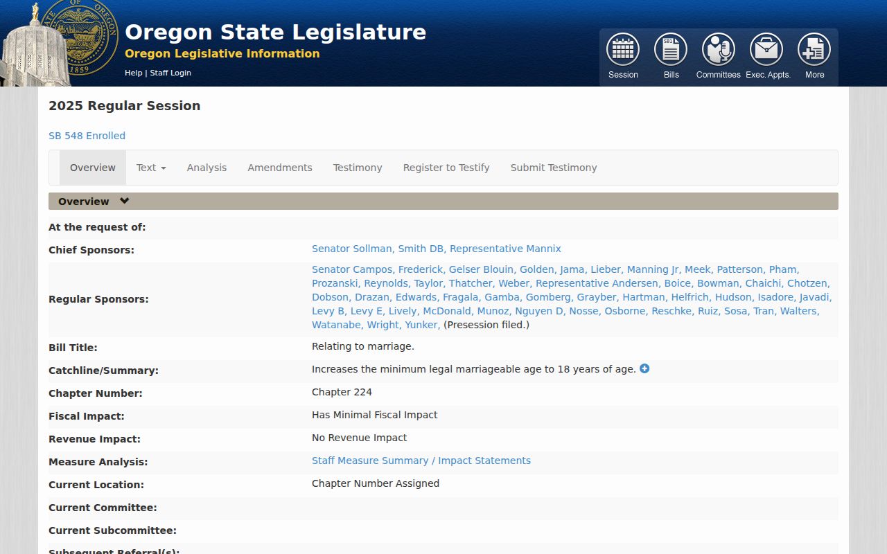 Oregon marriage records age reform source