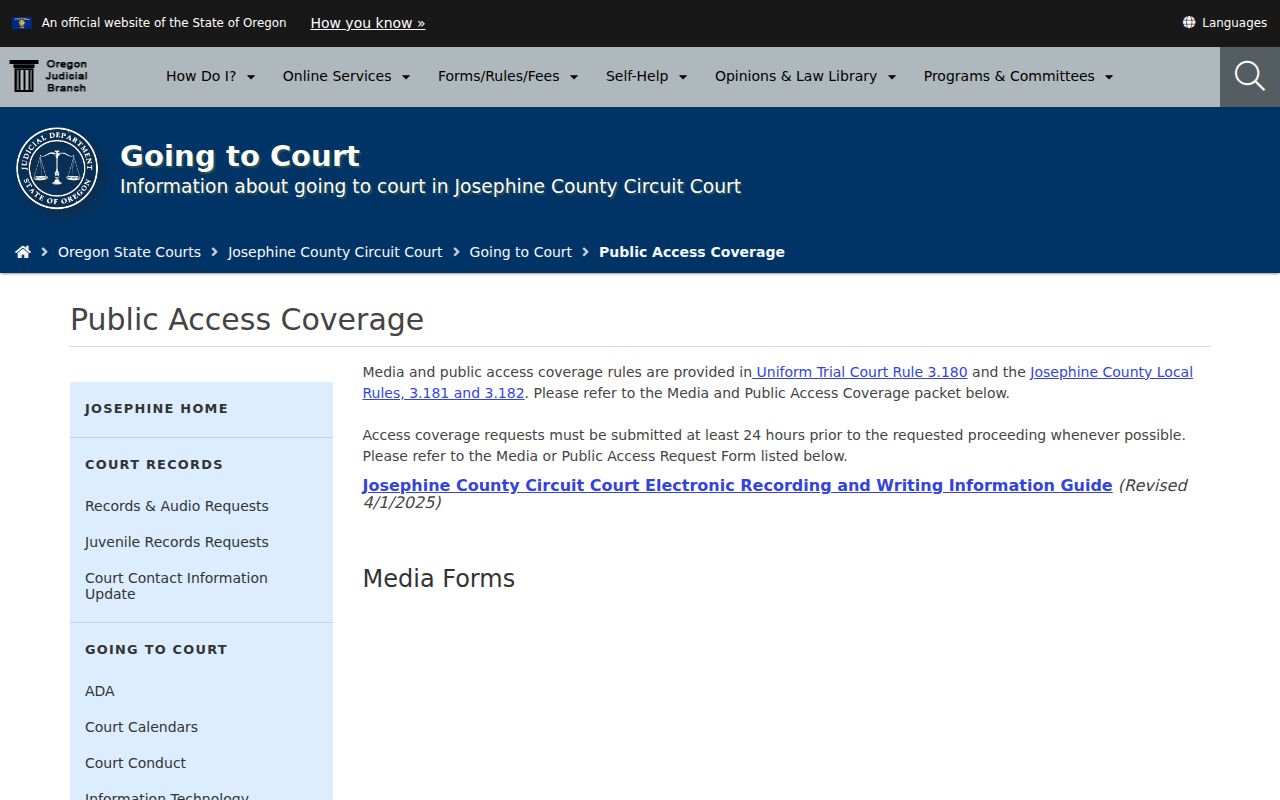 Oregon probate court public and media access rules